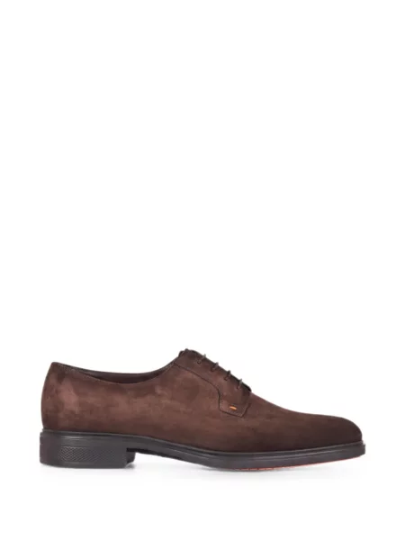 Pantofi derby Santoni din piele de căprioară maro