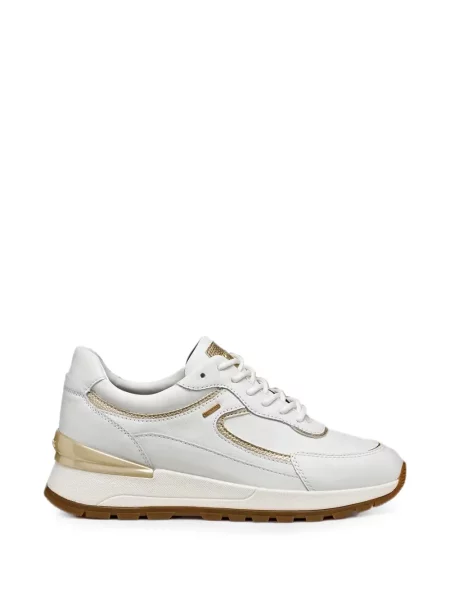 Sneakerși Geox cu șireturi din dantelă alb