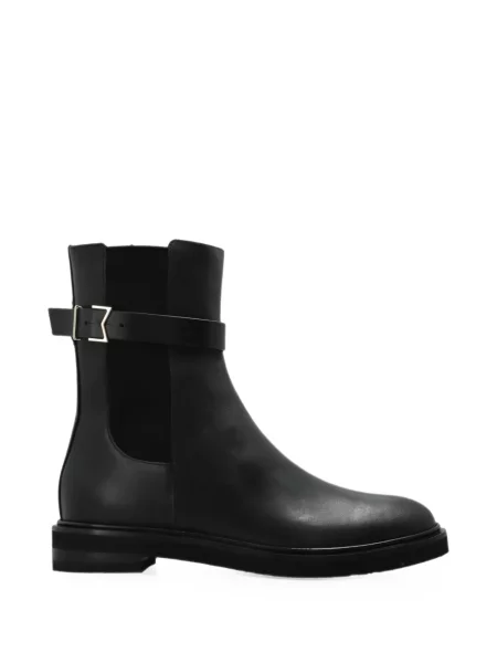 Botine chelsea Max Mara din piele cu cataramă cu bretele negru