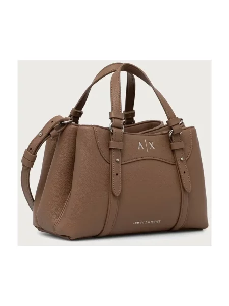 Armani Exchange torebka crossbody z imitacji skóry beżowa