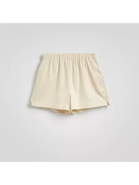 Reserved Lněné šortky světle žlutá