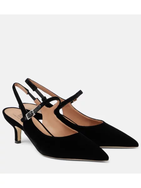 Pantofi cu toc Malone Souliers de catifea slingback negru