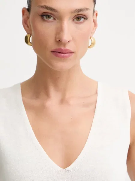 Calvin Klein női top lenvászonnal bézs