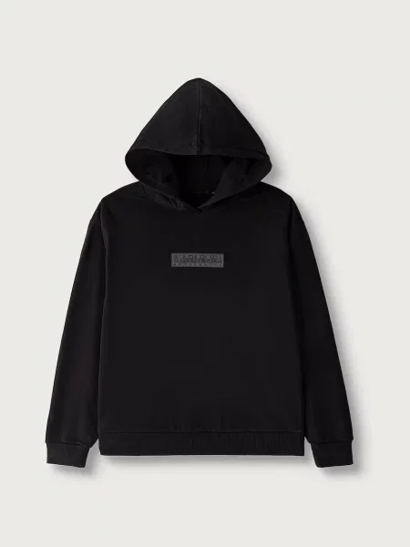 Napapijri mikina s kapucňou detská s bavlnou B-NEW BOX LOGO H W čierna