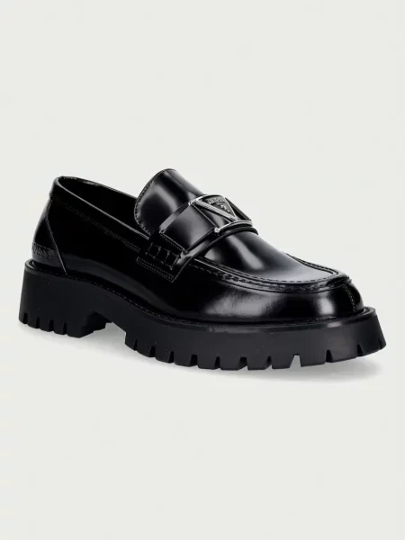 Guess mocasini pentru bărbați din piele GORIZIA IV negru
