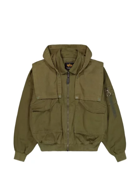 Geacă bomber Alpha Industries cu glugă verde