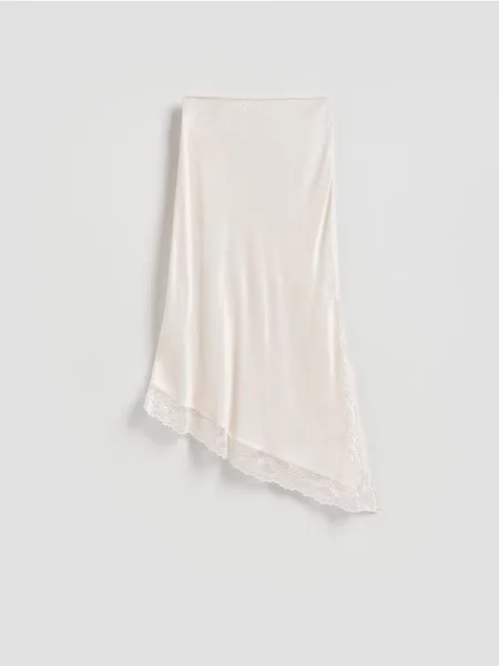 Reserved Асиметрична спідниця з мереживним оздобленням нюдовий 