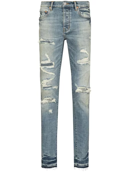 Retro skinny skinny džíny Purple Brand s oděrkami modré