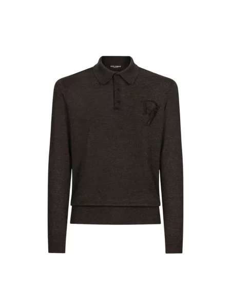 Koszulka polo Dolce And Gabbana z kaszmiru z długim rękawem szara