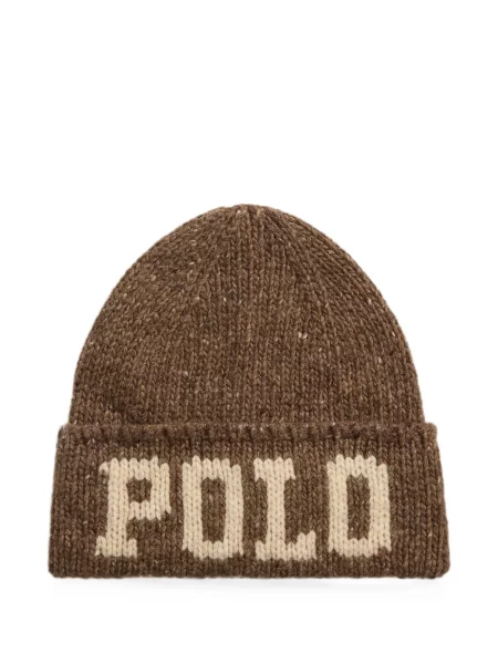 Satenske rukavice Polo Ralph Lauren s vezom s vezicama smeđa