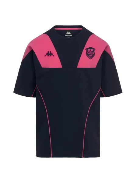 Koszulka Valor Kappa Stade Français Paris Granatowa i różowa niebieska