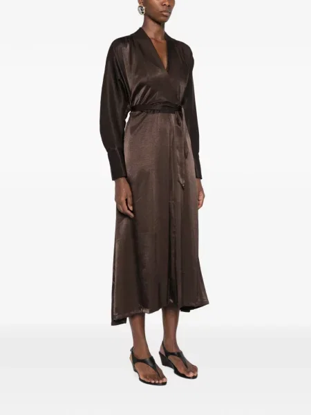 Cu centură rochie midi Dixie plic maro