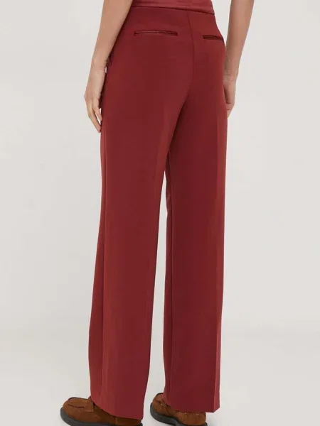 Kalhoty United Colors of Benetton široké high waist vínová