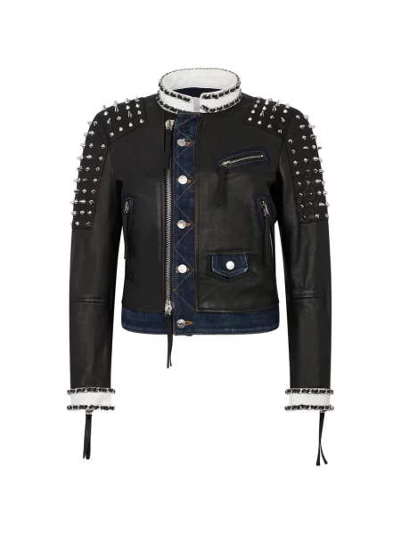 Geacă Dsquared2 cu tepi biker negru