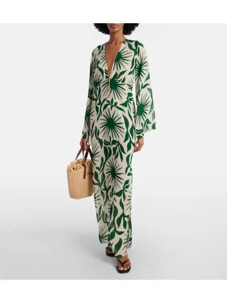 Rochie maxi Cala De La Cruz cu imagine verde