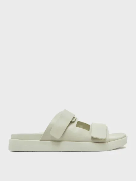 Кожаные шлепанцы Calvin Klein без каблука бежевые