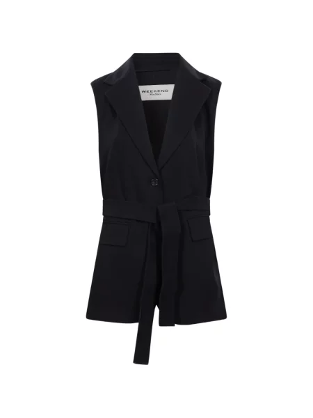 Cu centură top Weekend Max Mara fără mâneci negru
