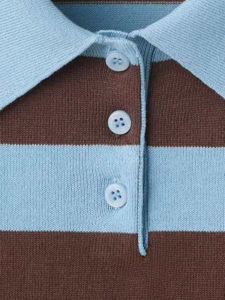 Polo w paski Kobieta L MANGO błękitny