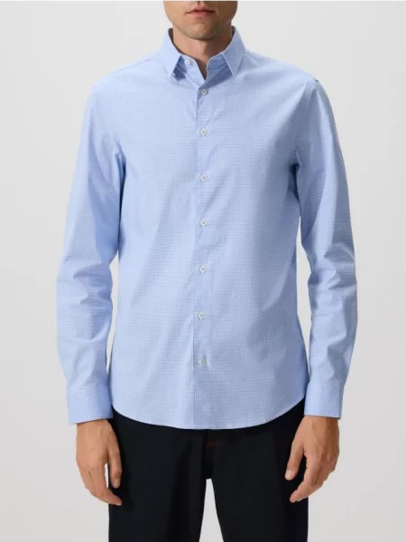 Reserved Картата сорочка slim fit блідо-блакитний блакитна
