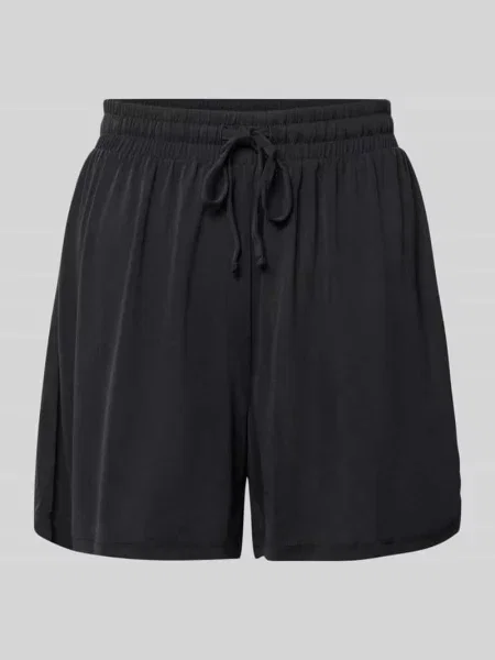 Szorty materiałowe o kroju relaxed fit z mieszanki model ANORA' Pieces czarne
