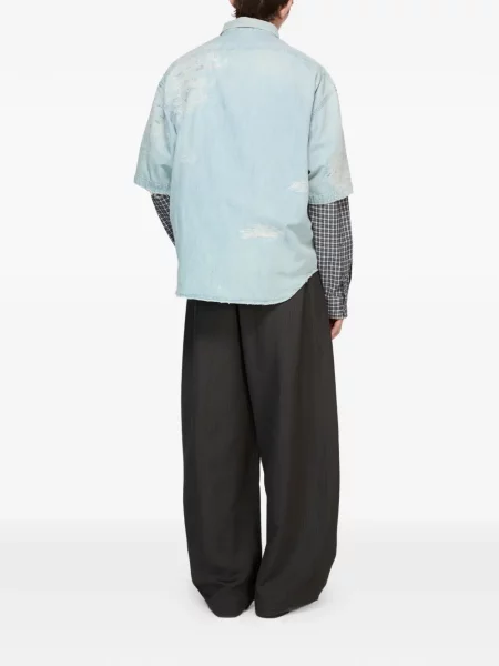 Košile Acne Studios s výšivkou modrá