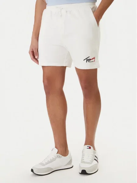Tommy Jeans Hlače crvena / crna bijela