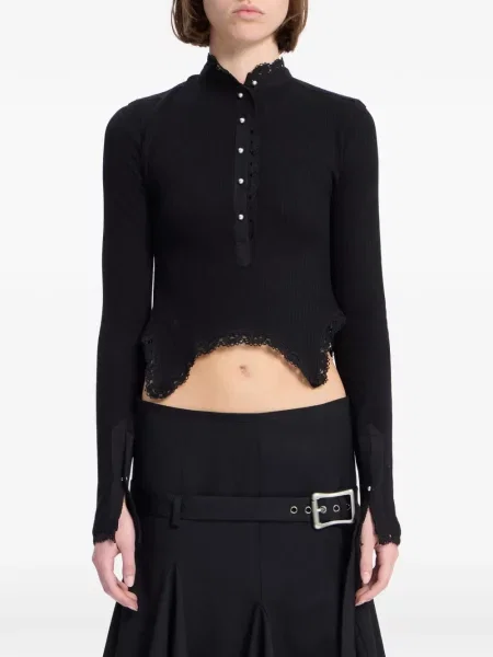Decupat top Ann Demeulemeester din dantelă negru