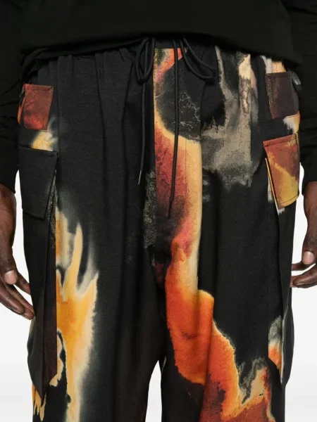 Pantaloni cargo Y-3 cu imagine cu imprimeu abstract negru