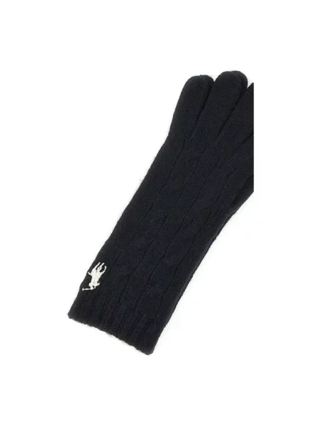 Rękawiczki wełniane z wyhaftowanym logo Polo Ralph Lauren czarne
