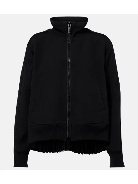 Hanorac cu fermoar Sacai din țesătură twill negru
