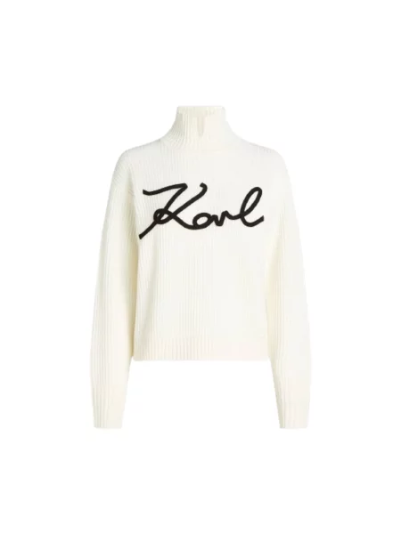 Sweter z golfem Karl Lagerfeld biały