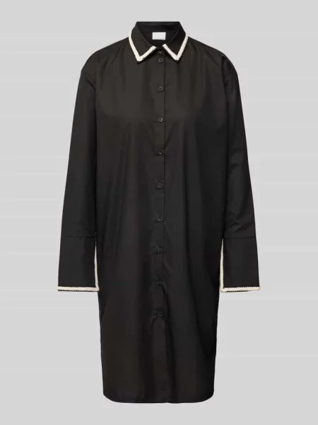 Sukienka koszulowa o długości do kolan z listwą guzikową na całej długości Jake*s Collection czarna
