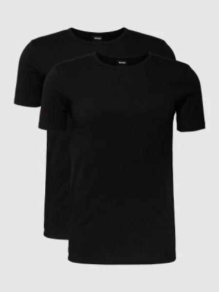 T-shirt z detalem z logo w zestawie 2 szt. Boss czarna