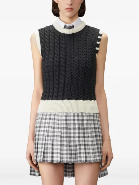 Top Thom Browne de lână gri