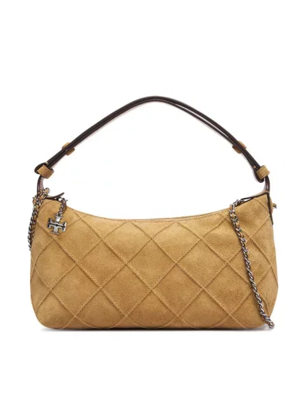Tory Burch Torebka Fleming Suede Pochette Kremowy beżowa