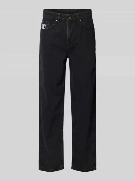 Jeansy o kroju baggy w 5 kieszeni z wyhaftowanym logo Karl Kani czarny