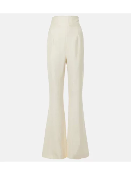 Satynowe spodnie Galvan z wysoką talią białe