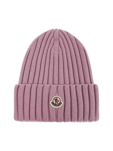 Czapka Moncler wełniana z logo różowa
