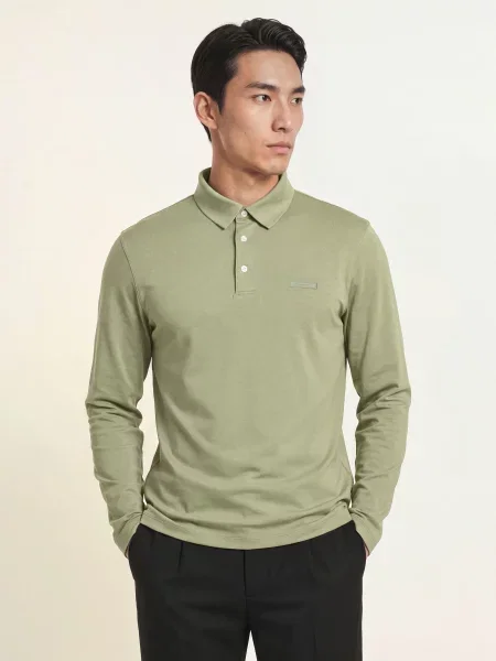 Calvin Klein Žerzejová Polokošile Slim Fit světle zelená