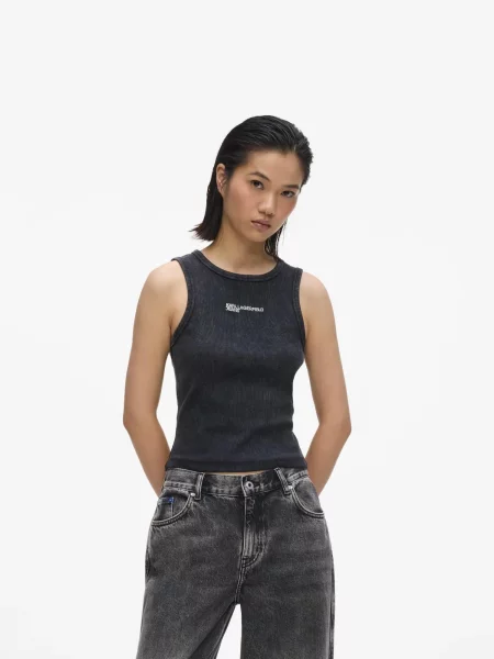 KARL LAGERFELD JEANS Top negru alb