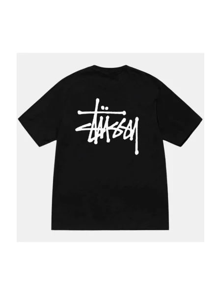 Lniana koszulka Stussy z logo czarna