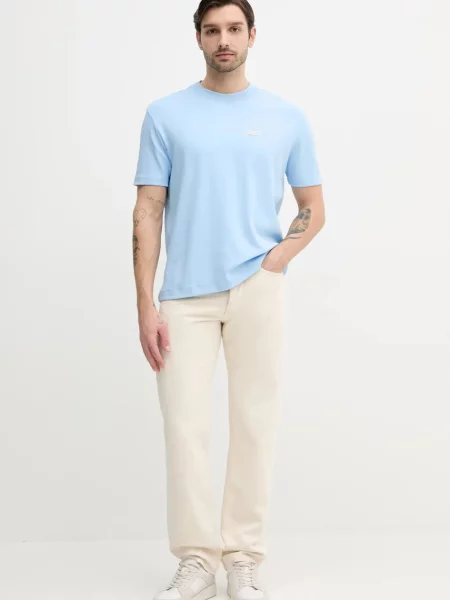 Calvin Klein Jeans jeansy z domieszką lnu beżowe