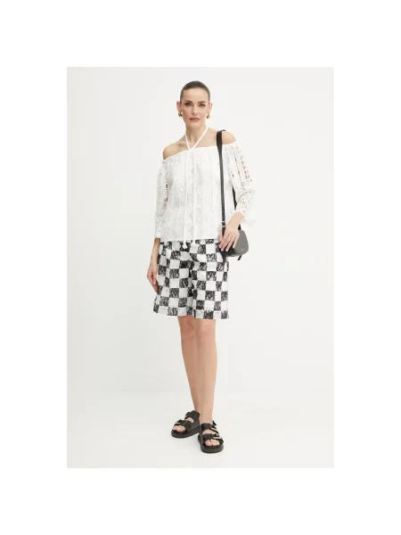 Pinko szorty wzorzyste high waist czarny