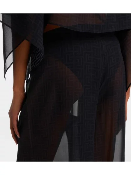 Pantaloni Balmain de mătase negru