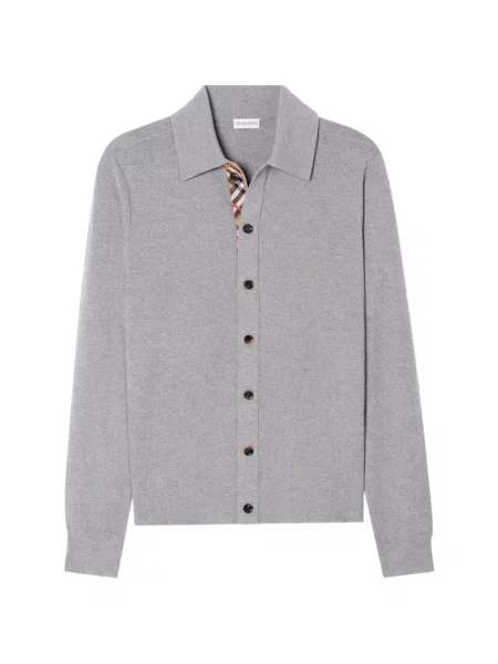 Cardigan Burberry de lână în carouri gri