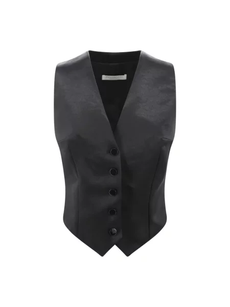 Satynowa kamizelka Philosophy Di Lorenzo Serafini z dekoltem w serek czarna