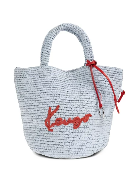 Geantă shopper Kenzo cu broderie albastru