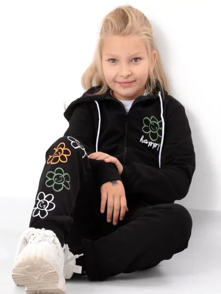 Дитячий Спортивний костюм Носи своє бавовна/поліестер чорний