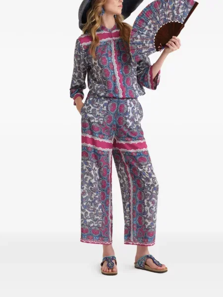 Pantaloni Maliparmi cu model paisley albastru