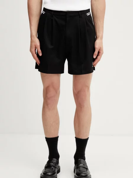 Fred Perry x Kris Van Assche szorty eleganckie z wiskozą czarne